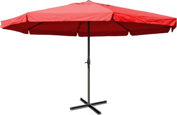 Sonnenschirm Meran Pro, Gastronomie Marktschirm mit Volant Ø 5m Polyester/Alu 28kg ~ bordeaux ohne Ständer