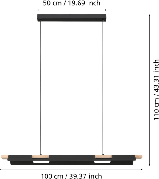 Eglo 98836 Hängeleuchte ERMUA schwarz, braun weiss L:100 B:16,5 H:110cm dimmbar 3000K Bild 5