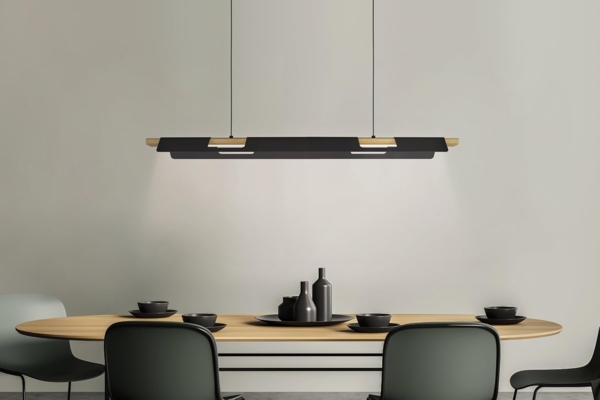 Eglo 98836 Hängeleuchte ERMUA schwarz, braun weiss L:100 B:16,5 H:110cm dimmbar 3000K Bild 3