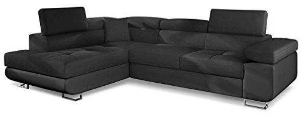 Menzzo Antoni Schlafsofa, Kunstleder (P.U.), Schwarz, 200