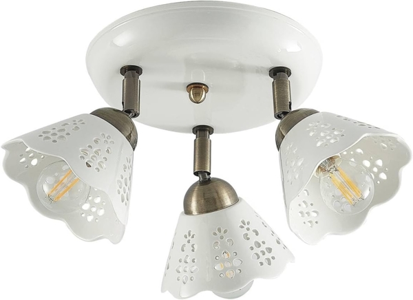 Lindby Deckenstrahler Efgenia, Keramik Weiß IP20, 3 x 25 W