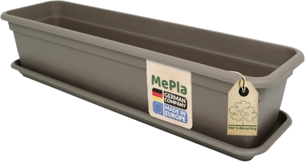 Heimwerkercenter Balkonkasten MePla Balkonkasten Balcony 40cm, Untersetzer - Taupe -