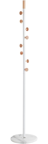 HAKU Möbel Garderobenständer Natur, weiß, Marmor, Massivholz, Metall - Maße: H 178 cm x Ø 35 cm, Style: Modern