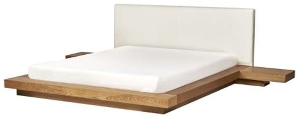 Wasserbett ZEN 160 x 200 cm Bouclé Heller Holzfarbton