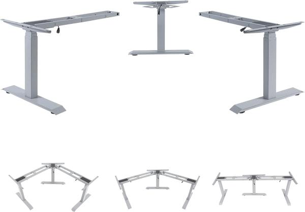 3in1 Gestell HWC-D40, variables Tischgestell, elektrisch höhenverstellbar Memory 47kg ~ grau
