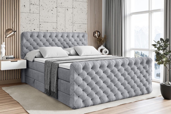 ALTDECOR Boxspringbett BOXI8-Z KING (Multipocket-Matratze H4, H3 Matratze Bonellfederung, Topper, Kopfteil)