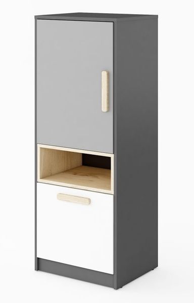 Highboard Pok Kommode 50x40x130cm graphit grau weiß Buche Ibsen