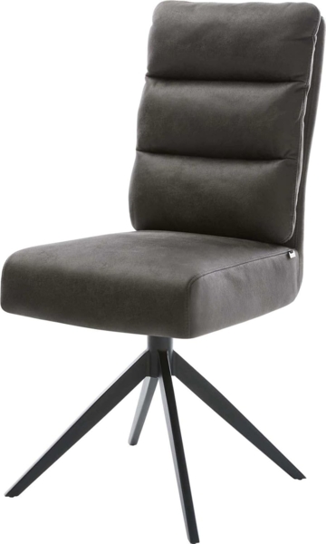 Drehstuhl Pela-Flex Mikrofaser Anthrazit Vintage Kreuzgestell breit Schwarz 360° drehbar Wippfunktion Taschenfederkern