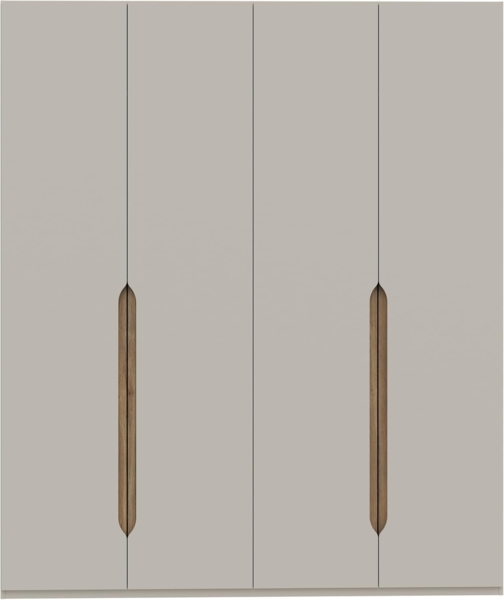 Forte EDWAL Kleiderschrank 180, moderner Kleiderschrank mit abgerundeten Griffmulden, 4-türig, Holzwerkstoff, Kaschmir|Beige Holzdekor, 177,5 cm breit x 210,5 cm hoch x 54,2 cm tief