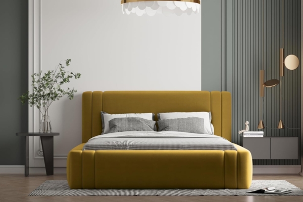 Polsterbett ROLF 160x200 mit Matratze, Bettkasten und Lattenrost. Farbe: VELUTTO 34