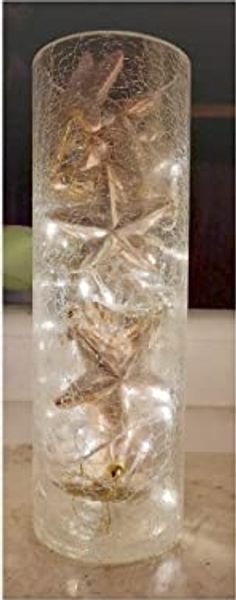 Glasvase aus Crackle Glas ∅10cm mit 40 LEDs