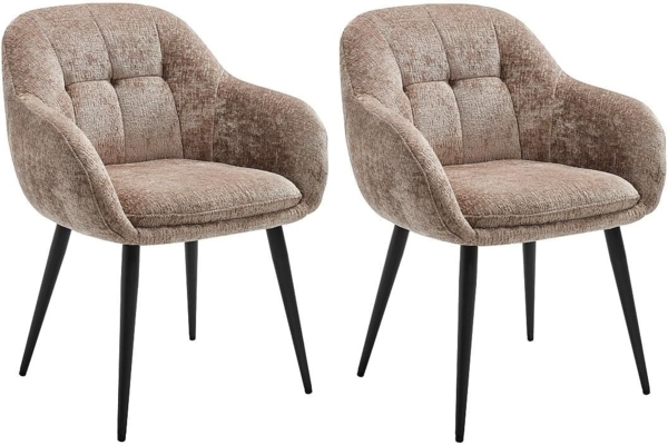 Vente-unique - 2‑er Set Stühle mit Armlehnen - Textilstoff & Metall - Taupe - LASSANDRA von Pascal Morabito