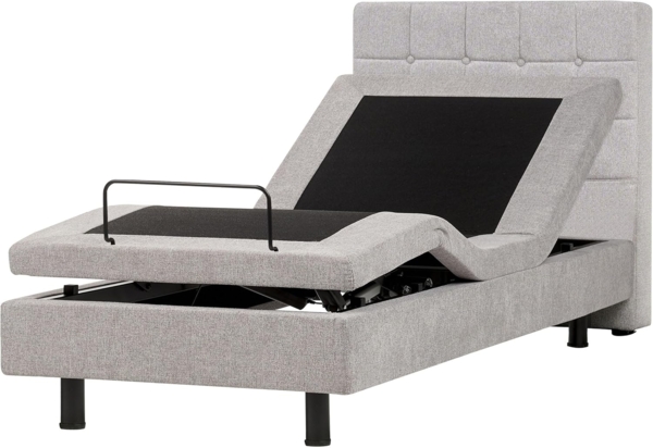 Bett verstellbar Stoff DUKE 90 x 200 cm Hellgrau