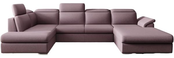 Designer Sofa Emiliano mit Schlaf- und Klappfunktion Stoff Rosé Rechts