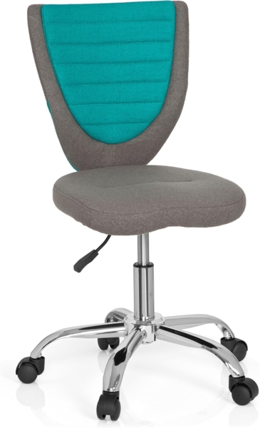 hjh OFFICE 670630 Kinder-Schreibtischstuhl KIDDY COMFORT Filzbezug Grau/Türkis Jugend Bürostuhl höhenverstellbar