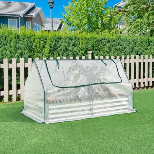 Hochbeet mit Gewächshaus Balsorano 186x96x98 cm Weiß [en. casa] Bild 3