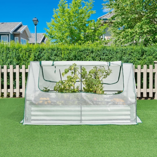 Hochbeet mit Gewächshaus Balsorano 186x96x98 cm Weiß [en. casa] Bild 4