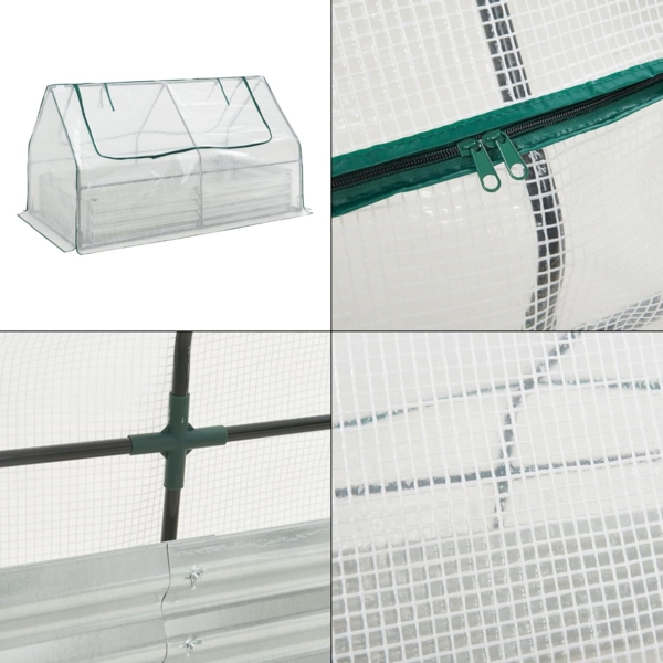 Hochbeet mit Gewächshaus Balsorano 186x96x98 cm Weiß [en. casa] Bild 9