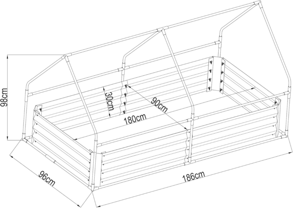 Hochbeet mit Gewächshaus Balsorano 186x96x98 cm Weiß [en. casa] Bild 6