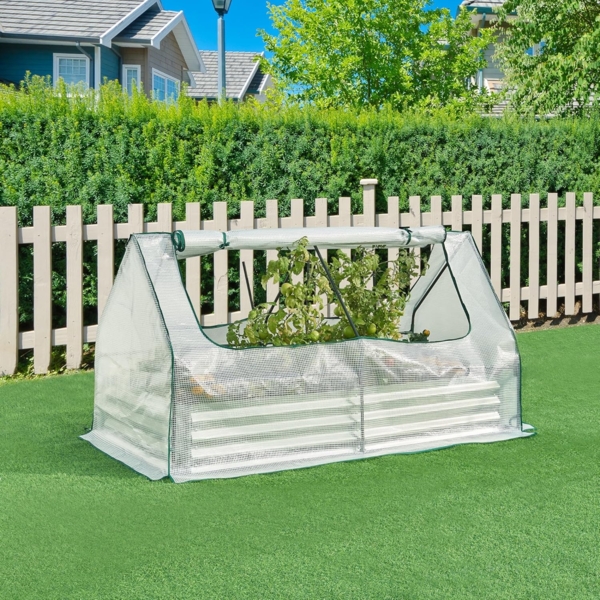 Hochbeet mit Gewächshaus Balsorano 186x96x98 cm Weiß [en. casa] Bild 2