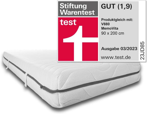 7 Zonen Viskoelastik-Matratze Sleezzz Smart 90 x 200 cm, Höhe 18 cm, Härtegrad H3 mit Air Memoryschaum