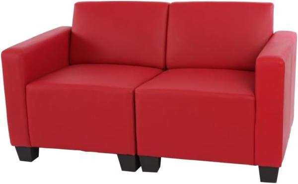 Modular 2-Sitzer Sofa Couch Lyon, Kunstleder ~ rot