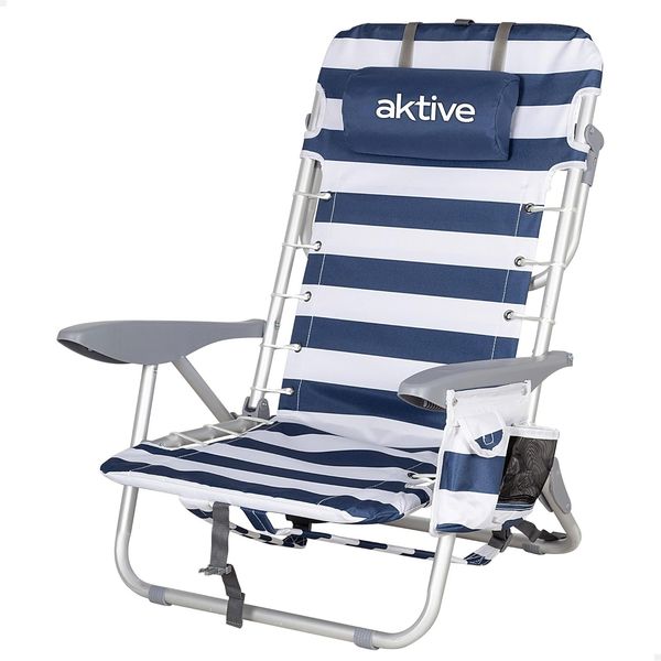 AKTIVE Faltbarer Strandstuhl, ALU+600D Oxford, Seefahrt, 50 x 45 x 76 cm