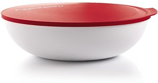 TUPPERWARE Servierschale Tupperware Allegra Schale 1,5 Liter in bordeaux rot/weiß