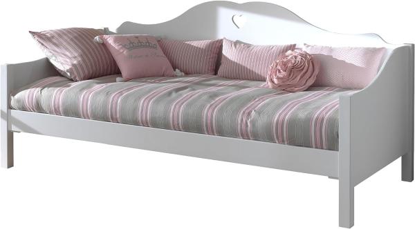 Bett >AMORI< in Weiß aus Massiv Kiefer und MDF - 211,2x95x97cm (BxHxT)