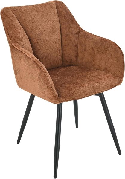 riess-ambiente Esszimmerstuhl AVIGNON rost braun - Chenille, Metall-Füße, drehbar, mit Armlehne (Einzelartikel, 1 St), 360° Drehfunktion im Retro-Design – ideal für Esszimmer oder Büro