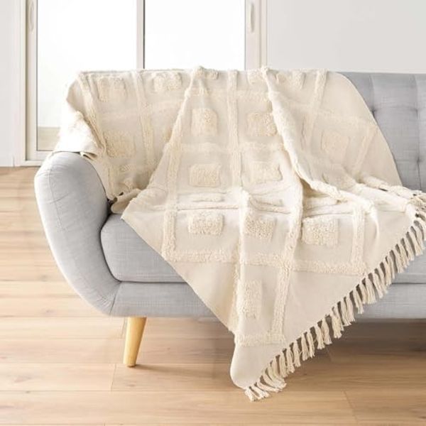 Wohndecke Getuftete Tagesdecke mit Fransen, 125 x 150 cm, INCA, Douceur d'intérieur