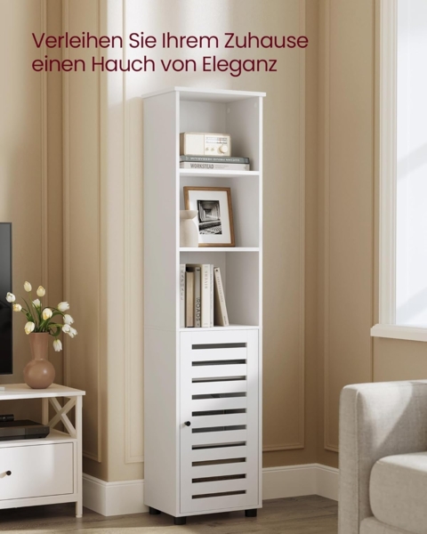 Vasagle Hochschrank fürs Badezimmer, hoher Badezimmerschrank, Badregal stehend, mit 3 offenen Fächern und 2 verstellbaren Einlegeböden, Wohnzimmer, Eingangsbereich Bild 8