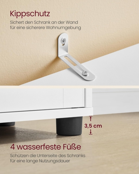 Vasagle Hochschrank fürs Badezimmer, hoher Badezimmerschrank, Badregal stehend, mit 3 offenen Fächern und 2 verstellbaren Einlegeböden, Wohnzimmer, Eingangsbereich Bild 6