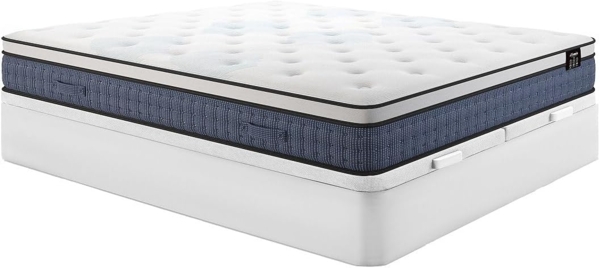 Vente-unique - Bett-Set 180x200 cm - Bettkasten Weiß + Taschenfederkernmatratze 7 Zonen + Memory-Gel - 23 cm - VARNO von YSMÉE Bild 1