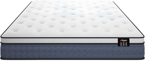 Vente-unique - Bett-Set 180x200 cm - Bettkasten Weiß + Taschenfederkernmatratze 7 Zonen + Memory-Gel - 23 cm - VARNO von YSMÉE Bild 3