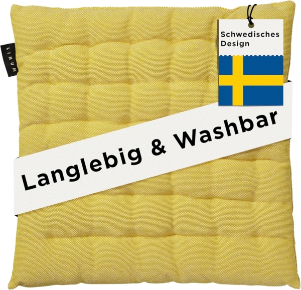 LINUM PEPPER Elegantes Sitzkissen 40x40 cm, 100% Baumwolle, Maschinenwaschbar, Senfgelb