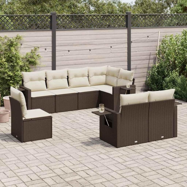 vidaXL 8-tlg. Garten-Sofagarnitur mit Kissen Braun Poly Rattan 3252780 Bild 2