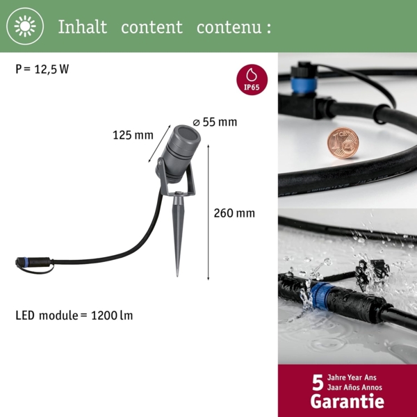 Paulmann No. 94367 Plug&Shine Spotleuchte Radix IP65 11W 3.000K Bild 4