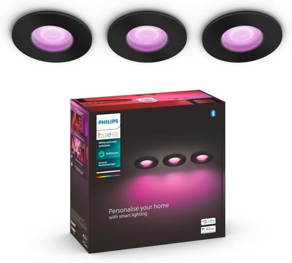 Philips Hue White&Col. Amb. Xamento Einbauspot schwarz 3flg