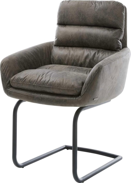 Freischwinger Abelia-Flex mit Armlehnen Mikrofaser Grau Antik Freischwinger rund Schwarz