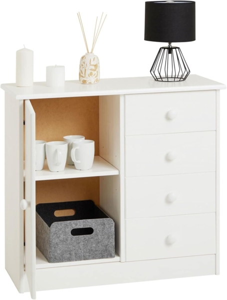 IDIMEX Kommode RONDO, Kommode in weiß mit 1 Tür und 4 Schubladen Schubladenschrank im Landha Bild 4