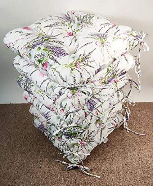 Rattani Sitzkissen Set 4x Stuhlkissen/Sitzkissen Klara 42 x 42 x 8 cm Landhaus Leben