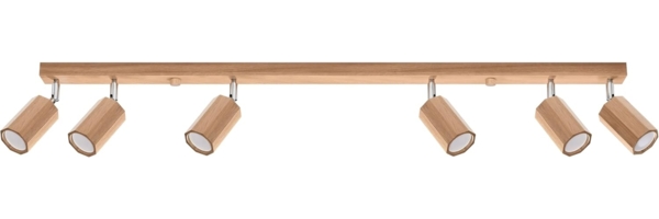 SOLLUX SL. 1032 Deckenleuchte ZEKE 6 Eiche L: 50, B: 1200, H: 200, GU10/40W, dimmbar