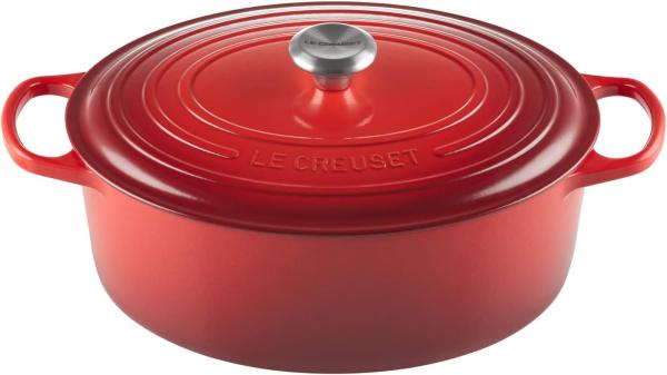 Le Creuset Bräter 'Signature' , Gusseisen , Oval, für alle Herdarten und Induktion geeignet, Kirschrot, 33,0 cm