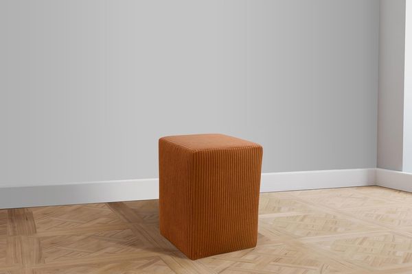 DOMO. Collection Polsterhocker Pontal, Hocker, Rechteckig, Füße mit Filzgleitern, Fußhocker, Polstergarnitur, 38 x 38 x 47 (BxTxH), Cord orange