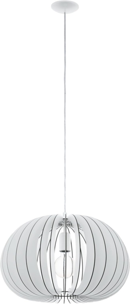 Eglo 94442 Hängeleuchte Holzstaboptik COSSANO weiß, E27 max. 1X40W Ø45cm H:150cm dimmbar
