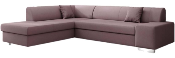 Designer Sofa Pina mit Schlaf- und Klappfunktion Stoff Rosé Links