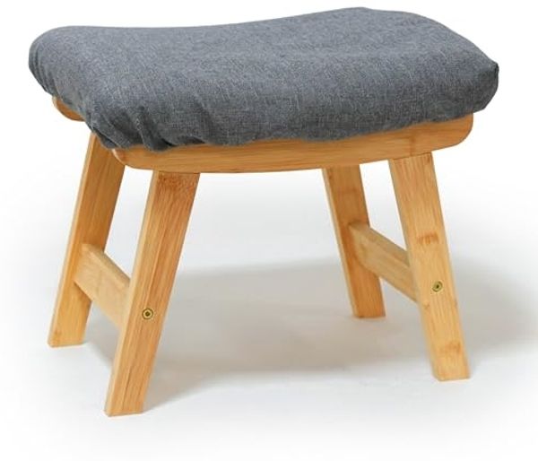 Relaxdays Fußhocker Bambus & Stoff