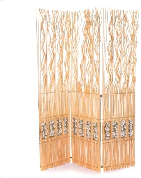 Raumteiler Oase 3-tlg. 170x120 cm, Weidenholz gewellt honigfarben