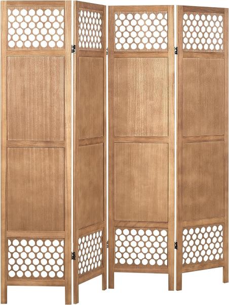 Raumteiler 4-teilig CERTOSA Heller Holzfarbton 163 cm 170 cm Bild 4